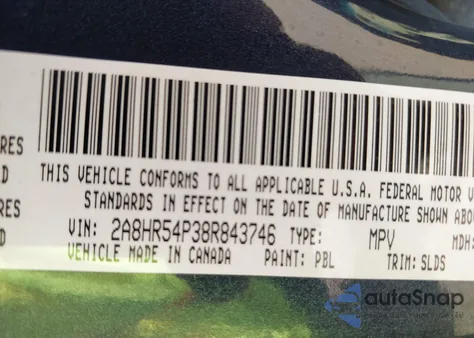 2008 Chrysler Town & Country Touring from USA, damaged, VIN 2A8HR54P38R843746